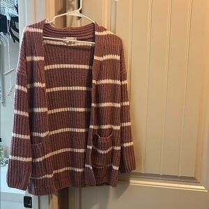 Pink Rose Brown and Cream Striped Cardigan